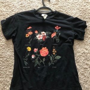 Black T-Shirt With flowers